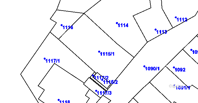 Parcela st. 1115/1 v KÚ Mimoň, Katastrální mapa
