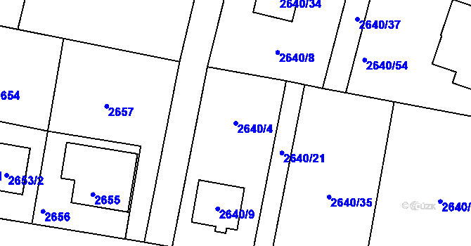Parcela st. 2640/4 v KÚ Mimoň, Katastrální mapa