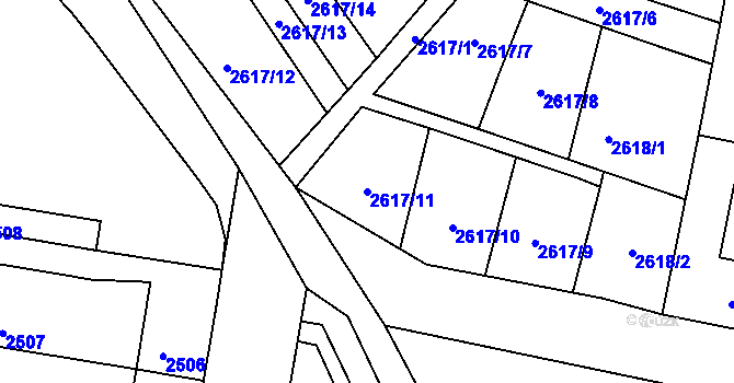 Parcela st. 2617/11 v KÚ Mimoň, Katastrální mapa