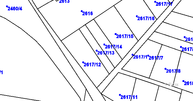 Parcela st. 2617/13 v KÚ Mimoň, Katastrální mapa