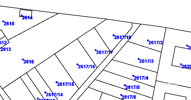 Parcela st. 2617/17 v KÚ Mimoň, Katastrální mapa