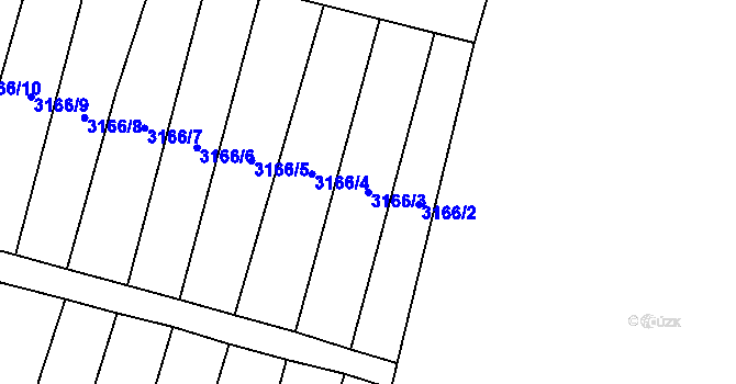 Parcela st. 3166/3 v KÚ Mimoň, Katastrální mapa