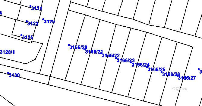 Parcela st. 3166/22 v KÚ Mimoň, Katastrální mapa