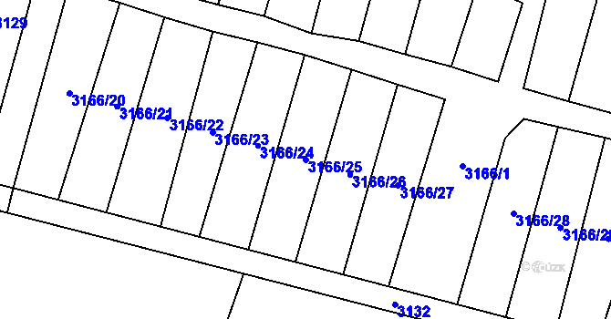Parcela st. 3166/25 v KÚ Mimoň, Katastrální mapa