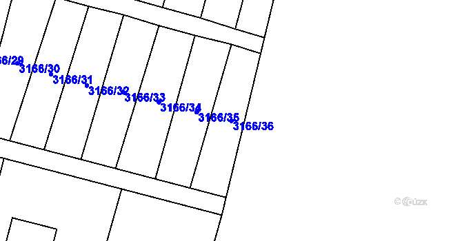 Parcela st. 3166/36 v KÚ Mimoň, Katastrální mapa