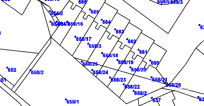 Parcela st. 658/18 v KÚ Mimoň, Katastrální mapa