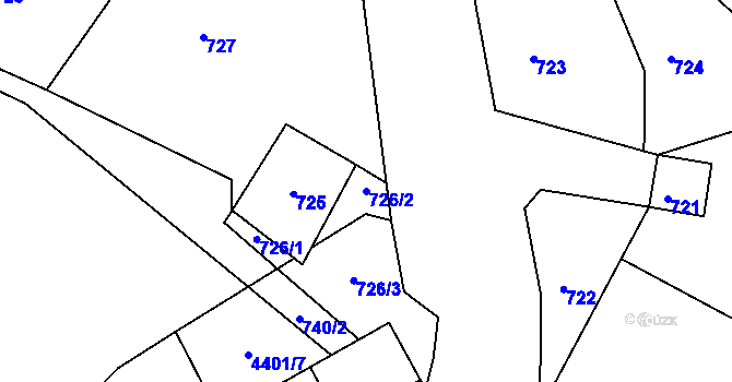 Parcela st. 726/2 v KÚ Mimoň, Katastrální mapa