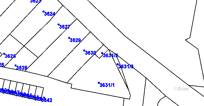 Parcela st. 3631/2 v KÚ Mimoň, Katastrální mapa