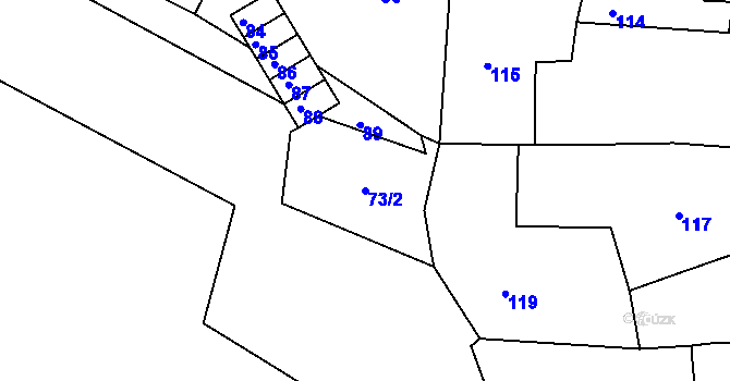 Parcela st. 73/2 v KÚ Mimoň, Katastrální mapa