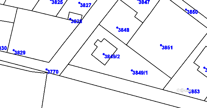 Parcela st. 3849/2 v KÚ Mimoň, Katastrální mapa