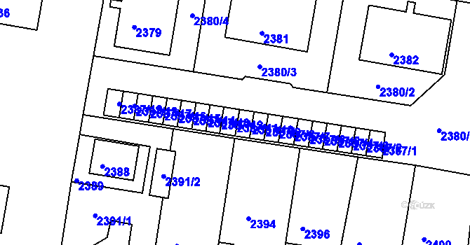 Parcela st. 2387/11 v KÚ Mimoň, Katastrální mapa