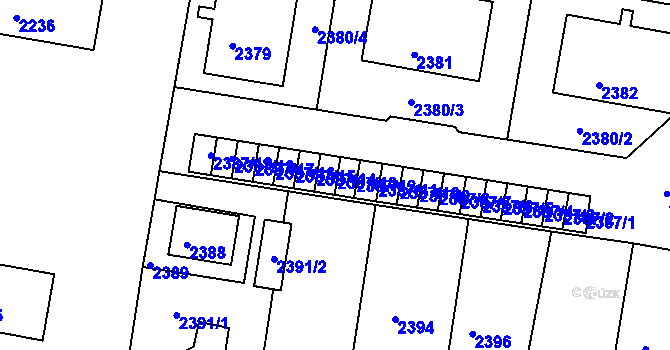 Parcela st. 2387/13 v KÚ Mimoň, Katastrální mapa