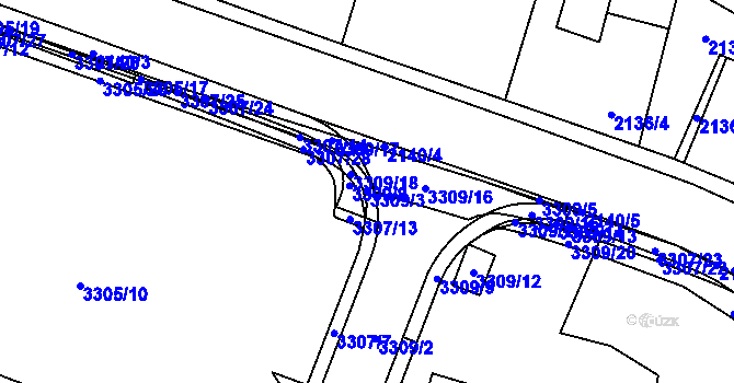 Parcela st. 3309/3 v KÚ Mimoň, Katastrální mapa