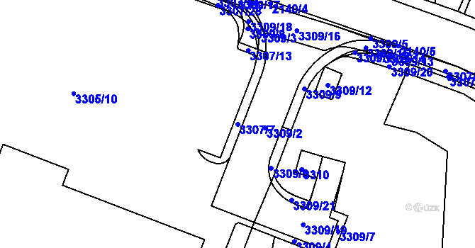 Parcela st. 3307/7 v KÚ Mimoň, Katastrální mapa