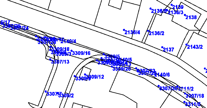 Parcela st. 3309/5 v KÚ Mimoň, Katastrální mapa