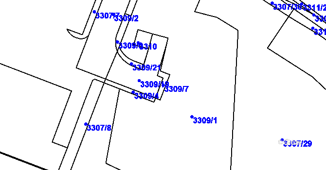 Parcela st. 3309/7 v KÚ Mimoň, Katastrální mapa