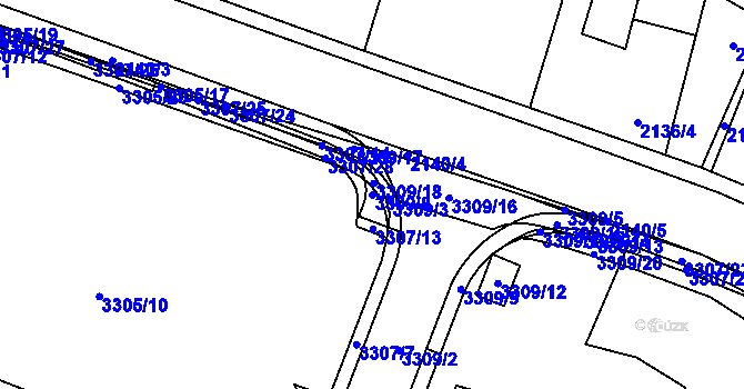 Parcela st. 3309/8 v KÚ Mimoň, Katastrální mapa