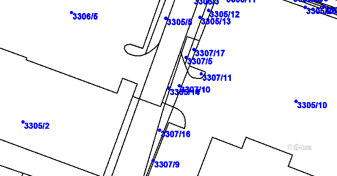 Parcela st. 3305/14 v KÚ Mimoň, Katastrální mapa