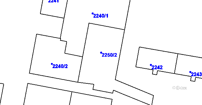 Parcela st. 2250/2 v KÚ Mimoň, Katastrální mapa