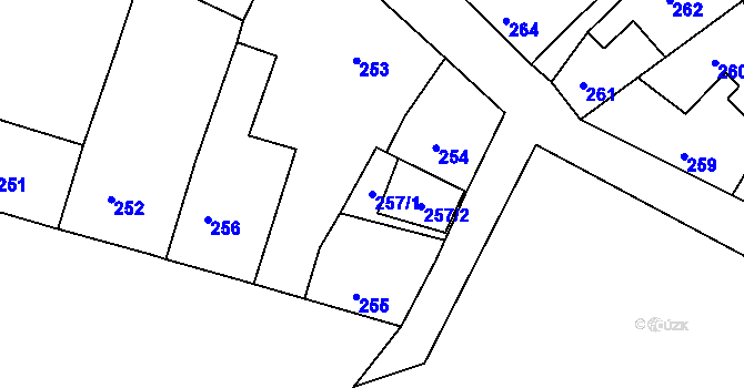 Parcela st. 257/1 v KÚ Mimoň, Katastrální mapa