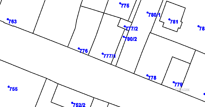 Parcela st. 777/1 v KÚ Mimoň, Katastrální mapa