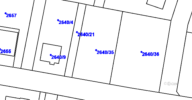 Parcela st. 2640/35 v KÚ Mimoň, Katastrální mapa