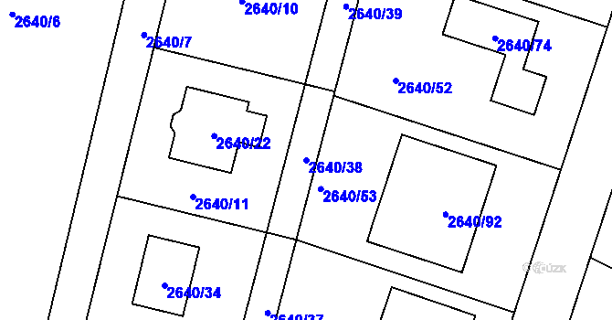 Parcela st. 2640/38 v KÚ Mimoň, Katastrální mapa