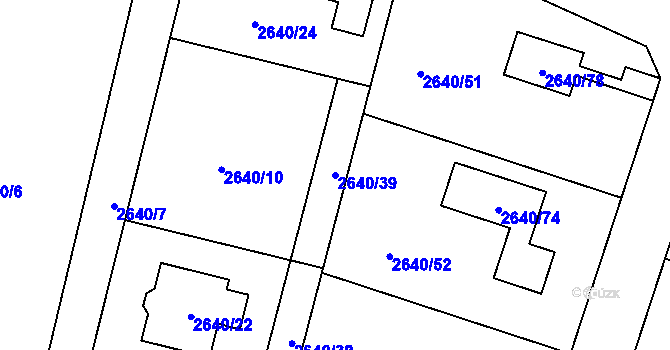 Parcela st. 2640/39 v KÚ Mimoň, Katastrální mapa