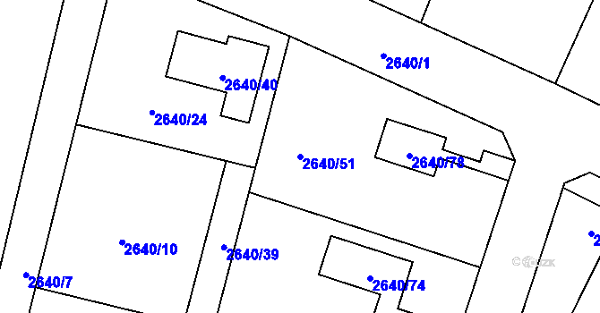 Parcela st. 2640/51 v KÚ Mimoň, Katastrální mapa