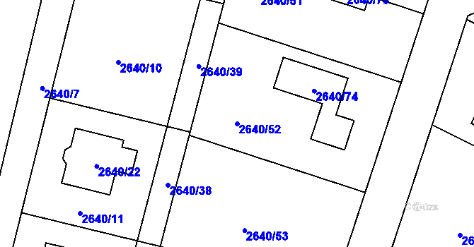 Parcela st. 2640/52 v KÚ Mimoň, Katastrální mapa