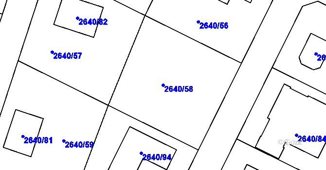 Parcela st. 2640/58 v KÚ Mimoň, Katastrální mapa