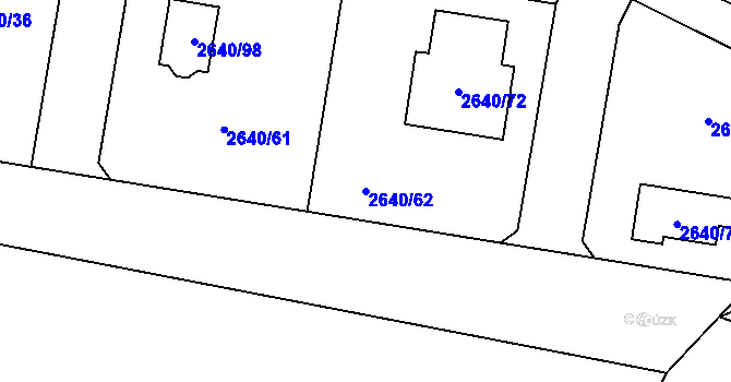 Parcela st. 2640/62 v KÚ Mimoň, Katastrální mapa