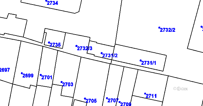 Parcela st. 2731/2 v KÚ Mimoň, Katastrální mapa