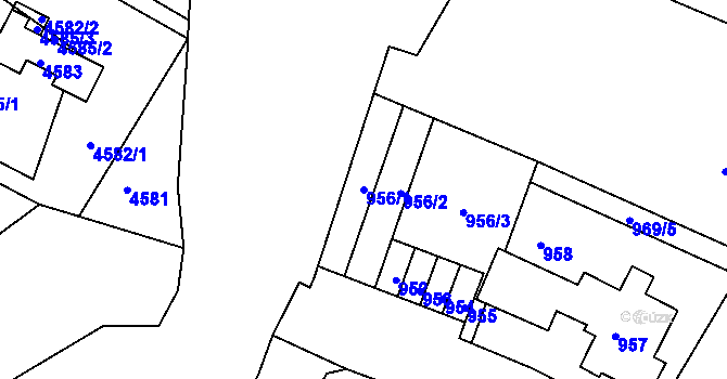 Parcela st. 956/1 v KÚ Mimoň, Katastrální mapa