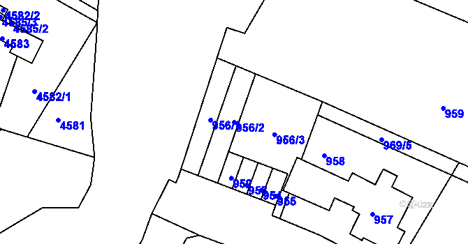 Parcela st. 956/2 v KÚ Mimoň, Katastrální mapa
