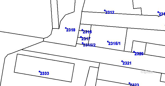 Parcela st. 2315/2 v KÚ Mimoň, Katastrální mapa