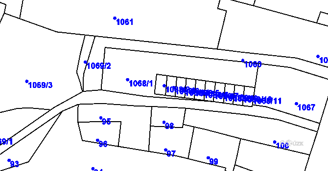 Parcela st. 1068/2 v KÚ Mimoň, Katastrální mapa