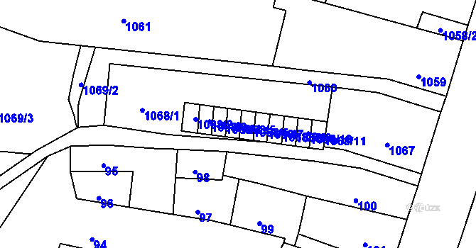 Parcela st. 1068/5 v KÚ Mimoň, Katastrální mapa