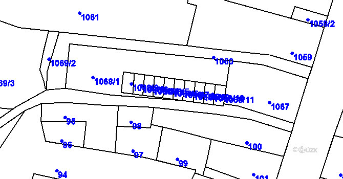 Parcela st. 1068/6 v KÚ Mimoň, Katastrální mapa