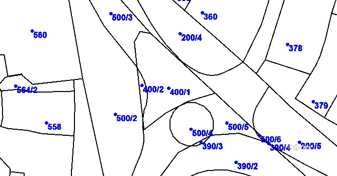 Parcela st. 400/1 v KÚ Mimoň, Katastrální mapa