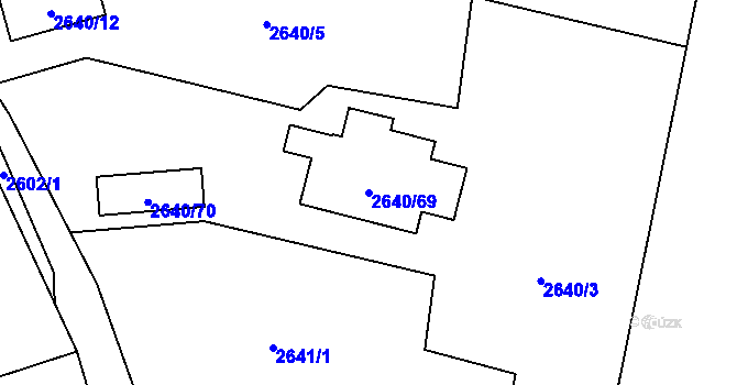 Parcela st. 2640/69 v KÚ Mimoň, Katastrální mapa