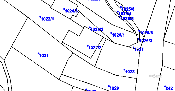 Parcela st. 1022/2 v KÚ Mimoň, Katastrální mapa