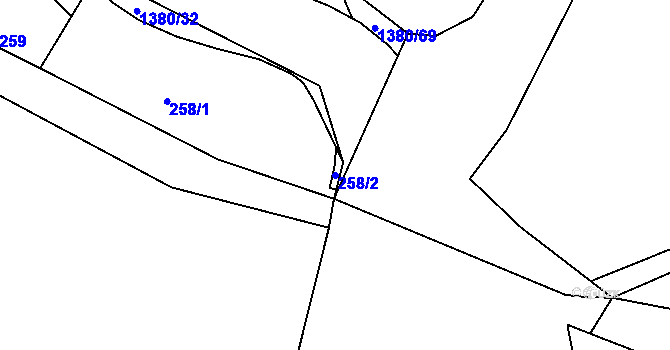 Parcela st. 258/2 v KÚ Mimoň, Katastrální mapa