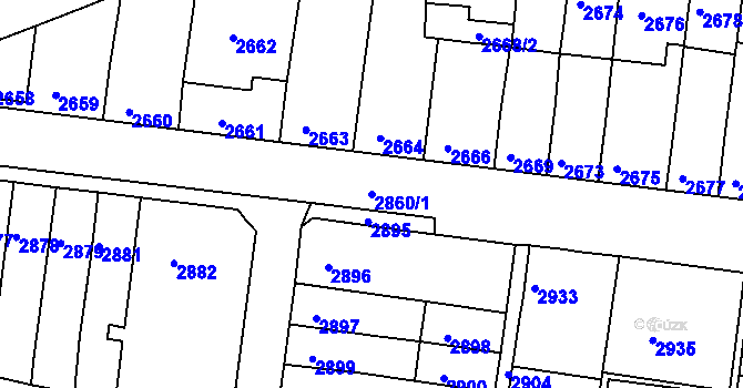 Parcela st. 2860/1 v KÚ Mimoň, Katastrální mapa