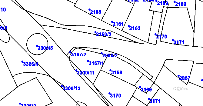 Parcela st. 2860/2 v KÚ Mimoň, Katastrální mapa