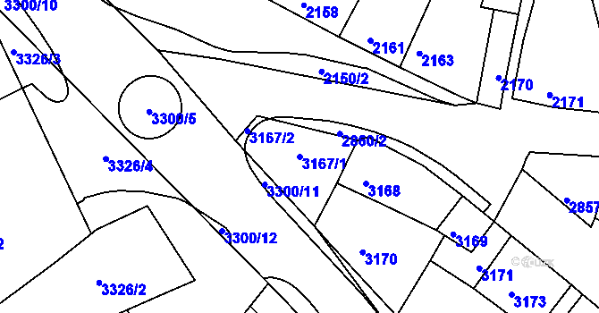 Parcela st. 3167/1 v KÚ Mimoň, Katastrální mapa