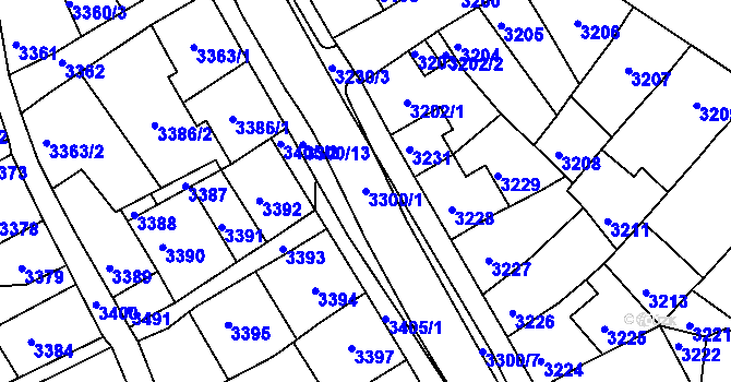Parcela st. 3300/1 v KÚ Mimoň, Katastrální mapa