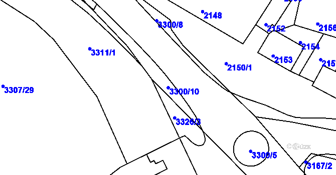 Parcela st. 3300/10 v KÚ Mimoň, Katastrální mapa