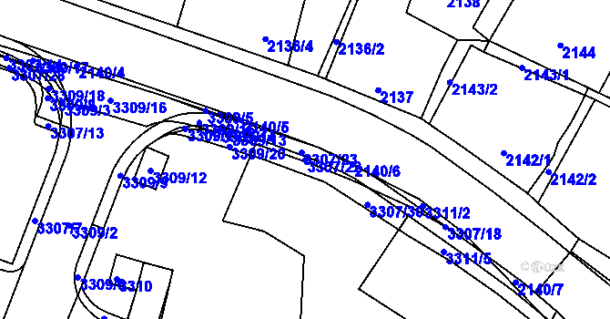 Parcela st. 3307/22 v KÚ Mimoň, Katastrální mapa