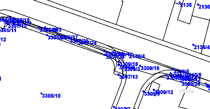 Parcela st. 3307/28 v KÚ Mimoň, Katastrální mapa